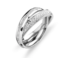 Victoria zilverkleurige ring met witte steentjes