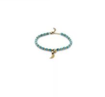 Victoria goudkleurige armband met blauwe kralen 