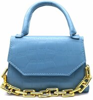 Stoer, klein tasje, blauw, met (kunststof) sierketting