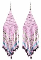 Oorbellen Glass Seed Beads, paars/roze
