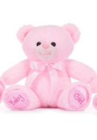 Roze, zachte beer, BABY GIRL, 28 cm.