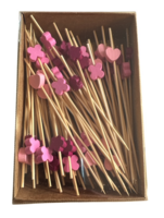 Cocktail prikkers, 100 stuks in een mix van roze bamboe