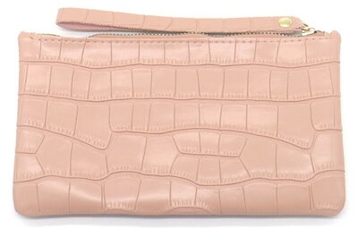 Tas croco / clutch / kunstleren tasje, zalm-roze