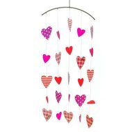Witte hanger met hartjes, roze / rood