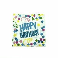 12 Servetten Happy Birthday / confettie