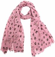 Sjaal met panterprint, donker-roze