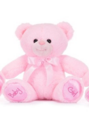 Roze, zachte beer, BABY GIRL, 28 cm.