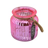 Waxinelichthouder, roze, glas 11 cm