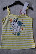 Hello Kitty spaghetti shirt geel, maat 140